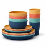 Wheat Straw Dinner Set (16 Pieces) | Eco-Friendly Plates, Bowls & Glasses Set | Lightweight, Unbreakable, BPA-Free Tableware | Reusable Dining Set for Home, Kids & Travel