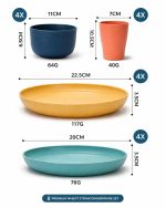Wheat Straw Dinner Set (16 Pieces) | Eco-Friendly Plates, Bowls & Glasses Set | Lightweight, Unbreakable, BPA-Free Tableware | Reusable Dining Set for Home, Kids & Travel - Image 2