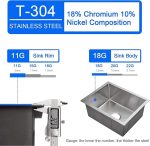 304"Stainless Steel Material Square Kitchen Sink Bar Sink Wash Basin Laboratory Dental Clinic All Type Use This Product (16 x 14 x 7 Inches) - Image 3
